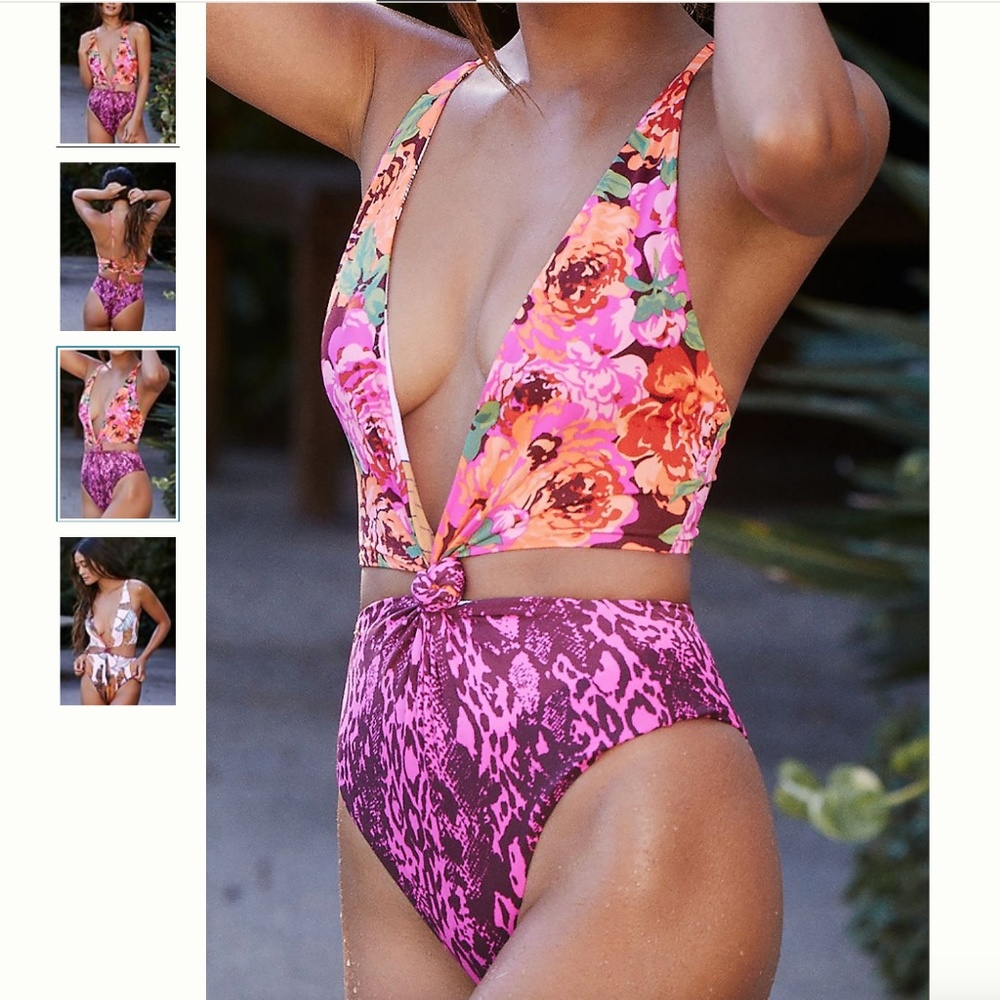 Maaji Rosette Reversible Floral Boho Hipster Hippie Art Chic Beach Hip Swimsuit